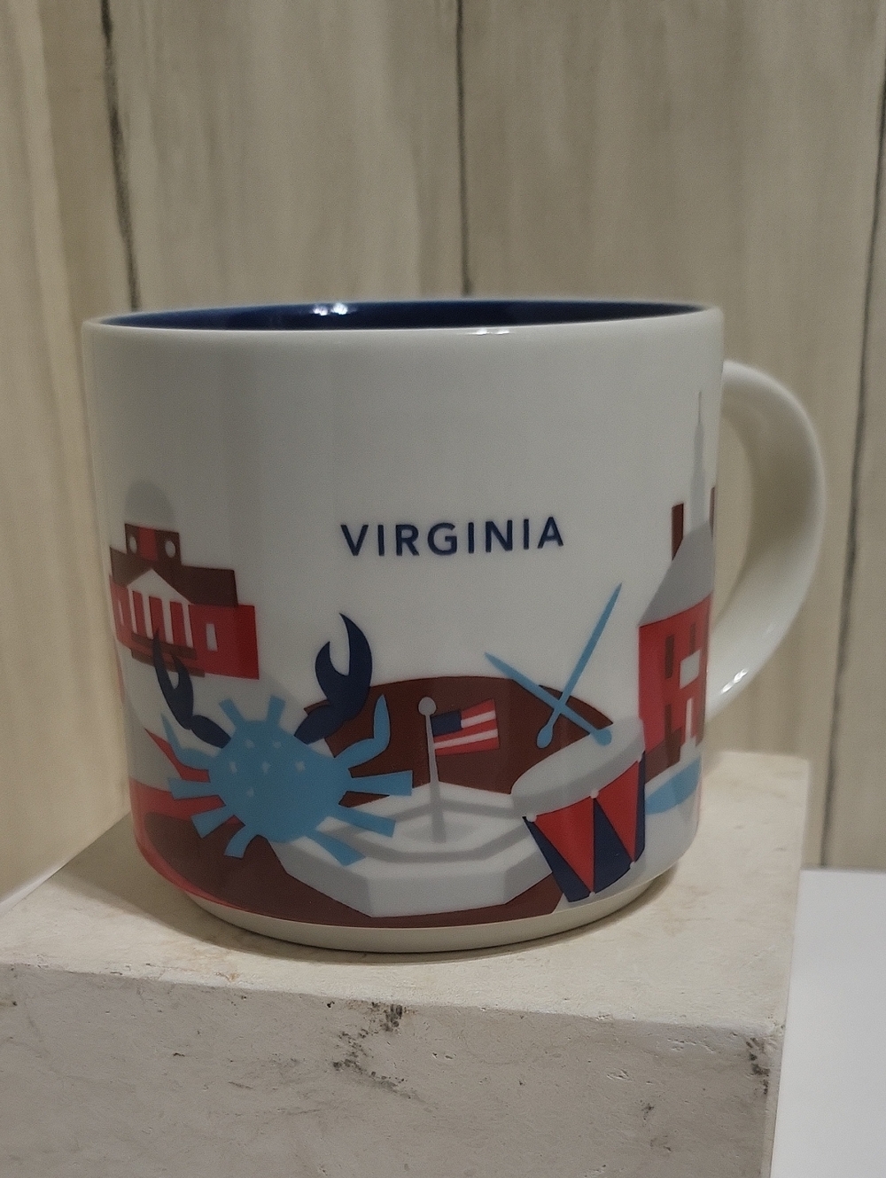 Starbucks You Are Here Collection, Virginia Mug with Blue and Red Artwork